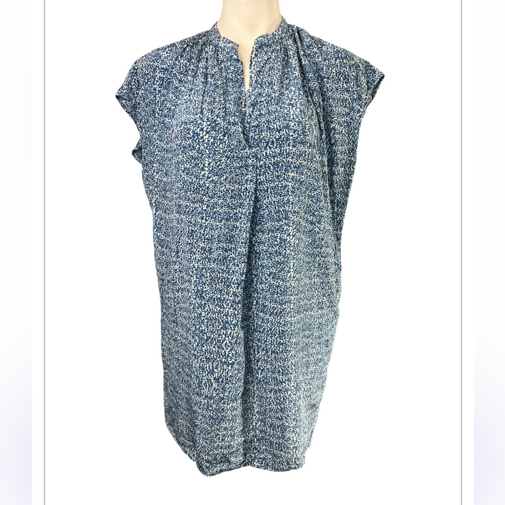 Vince silk dress sz xs‎ Blue sleeveless mini shirt dress office fall